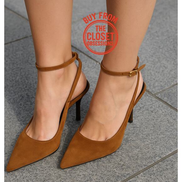 RARE!!! ZARA Brown Suede Leather Slingback Heels NWT 🤎 - Picture 3 of 16